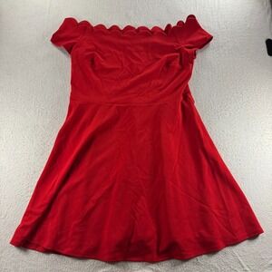 B. Darlin A-Line Dress Womens 16W Red‎ Off The Shoulder Scalloped Neck Back Zip